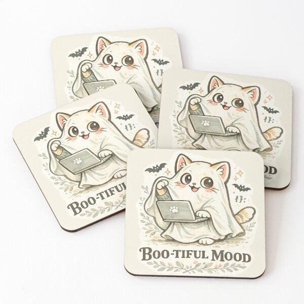 Item preview, Boo-tiful Mood Cute Ghost Cat Coding – Halloween Programmer Cottagecore Gift designed and sold by SanaCreation13.