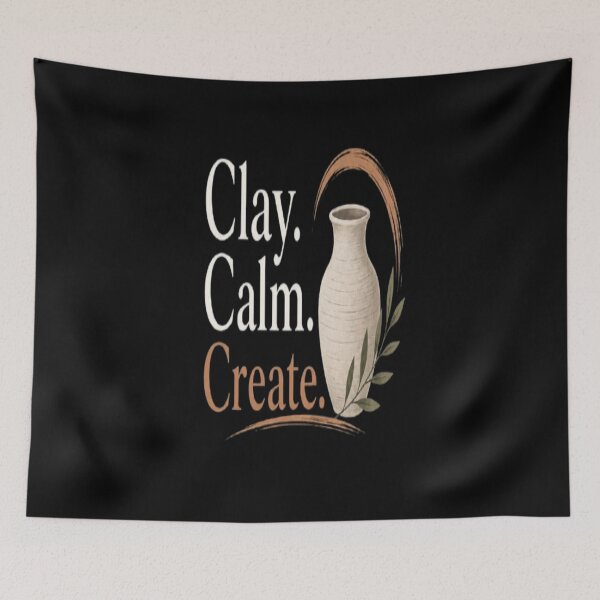 Item preview, Clay Calm Create  Minimalist Pottery & Ceramics Typography Design for Potters designed and sold by v6ziix.