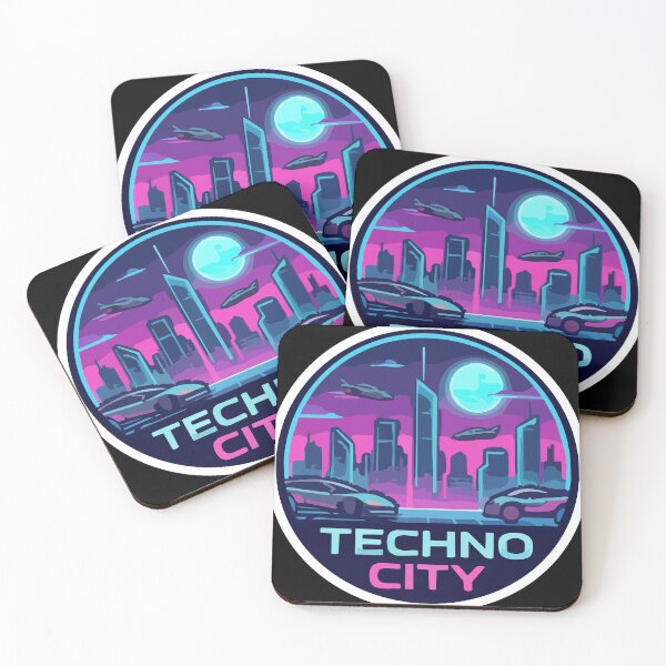 Item preview, Techno City Cyberpunk Synthwave Vector Skyline designed and sold by All Year Summer Co..