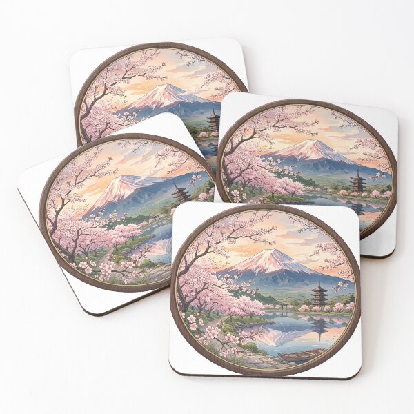 Item preview, Mount Fuji Cherry Blossom Spring - Japanese Watercolor Frame designed and sold by Surviving Monday Club.