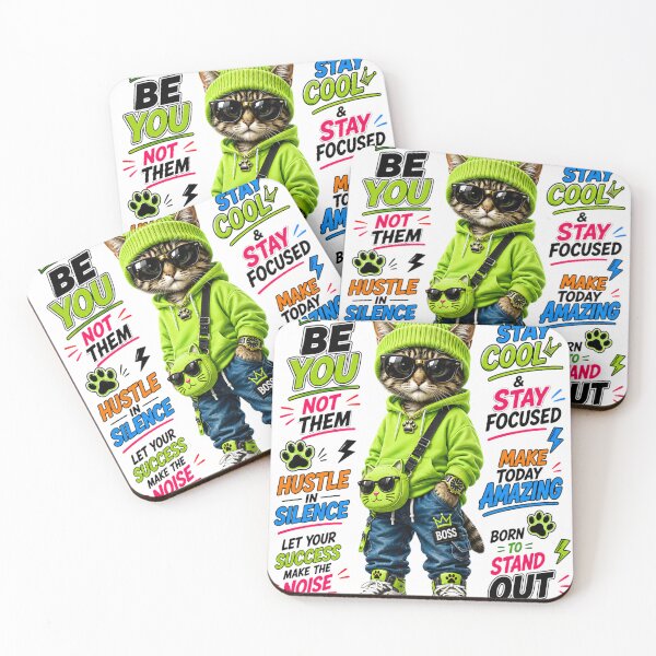 Item preview, Be You, Not Them – Neon Green Street Cat Motivational Graffiti Design designed and sold by abdlhakim taoufik.