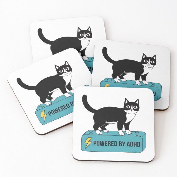 Item preview, Powered By ADHD Cat Pink – Funny Battery Cat Design designed and sold by Charonde.