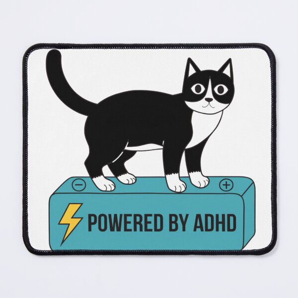 Item preview, Powered By ADHD Cat Pink – Funny Battery Cat Design designed and sold by Charonde.