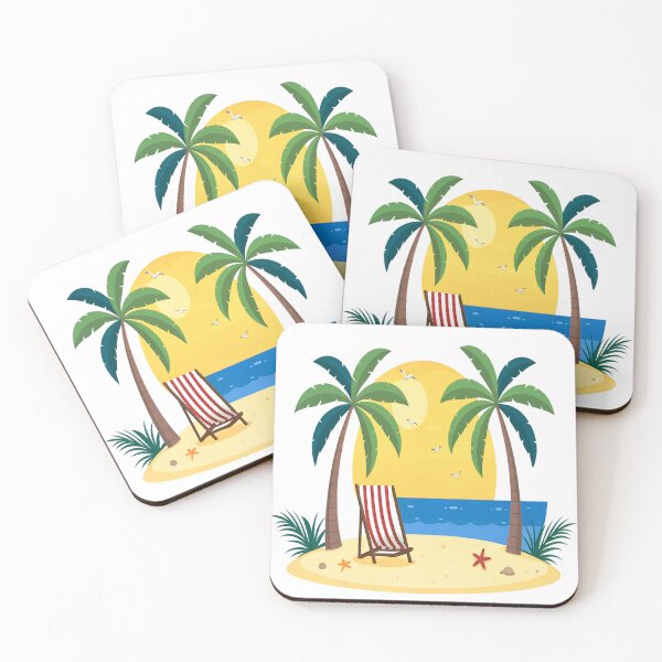 Item preview, Tropical Beach Paradise Sunset with Palm Trees | Summer Vacation Island Art designed and sold by Awarrie.