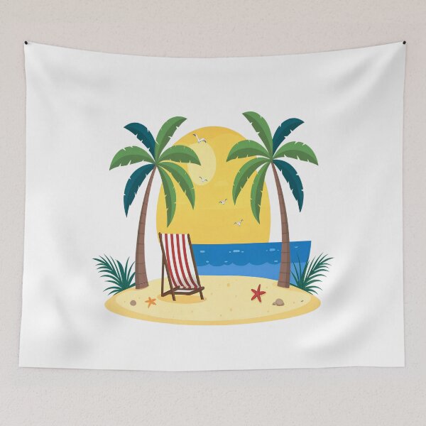 Item preview, Tropical Beach Paradise Sunset with Palm Trees | Summer Vacation Island Art designed and sold by Awarrie.