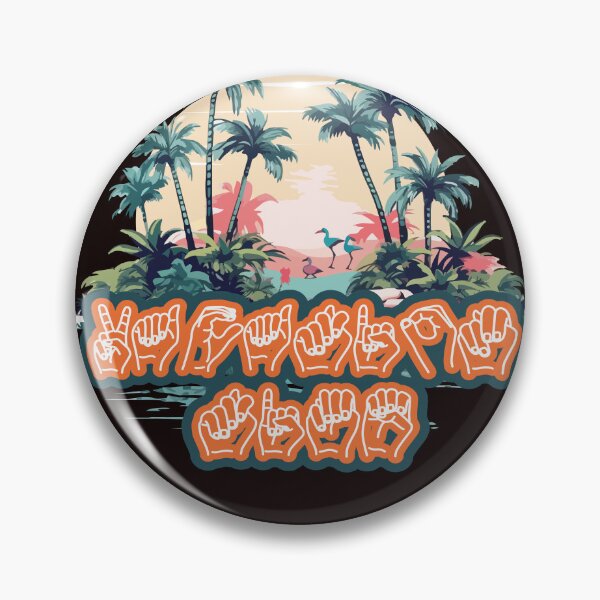 Item preview, Vacation Time ASL Fingerspelling | Retro Tropical Beach Sunset designed and sold by ASL SIGNPRO CLEARSIGNS.