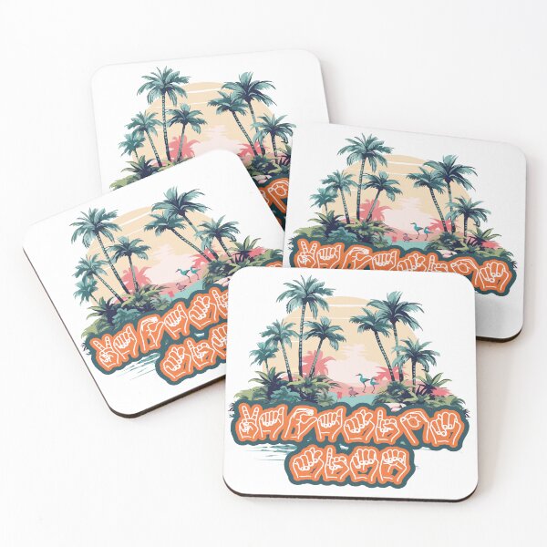 Item preview, Vacation Time ASL Fingerspelling | Retro Tropical Beach Sunset designed and sold by ASL SIGNPRO CLEARSIGNS.