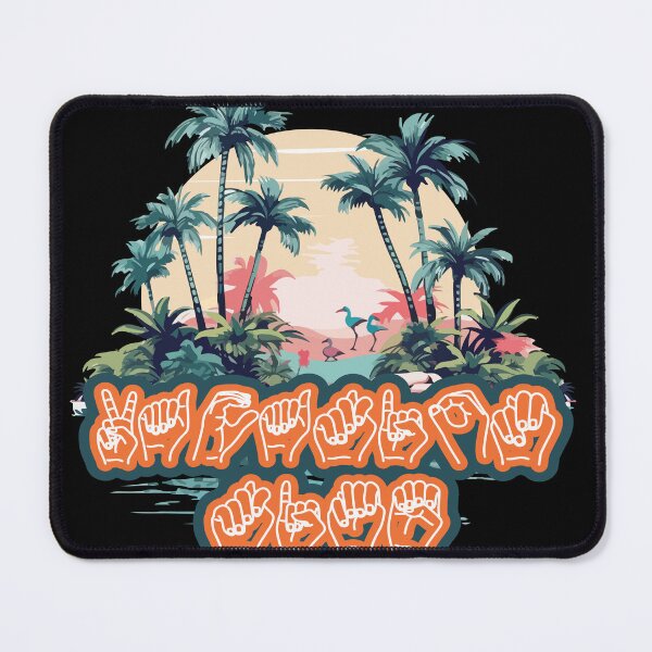 Item preview, Vacation Time ASL Fingerspelling | Retro Tropical Beach Sunset designed and sold by ASL SIGNPRO CLEARSIGNS.
