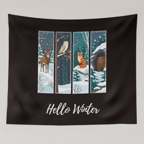 Item preview, Cozy Winter Woodland Animals Forest Deer Fox Owl Bear Nature designed and sold by w66aboo.