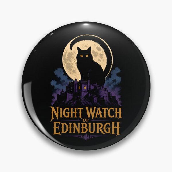 Artikelvorschau, Edinburgh Night Watch – Moonlit Castle Kat entworfen und verkauft von Fenay Designs.