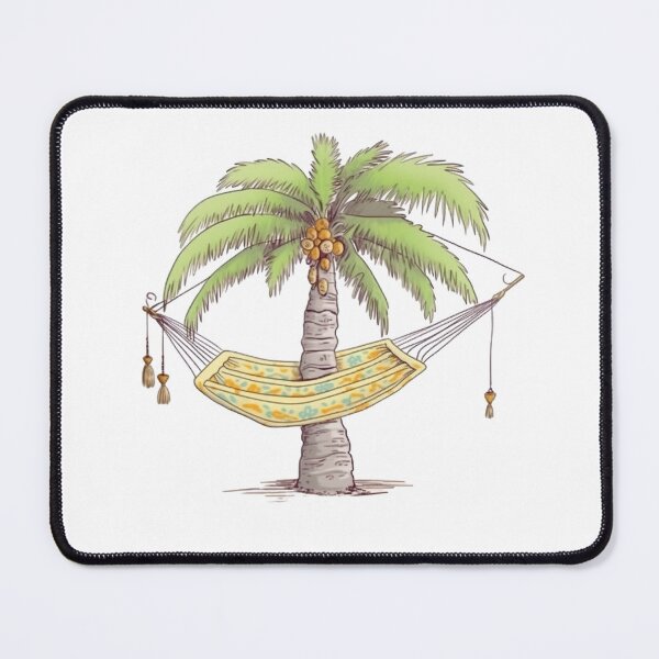 Item preview, Tropical Palm Tree with Hammock | Relaxing Island Paradise Beach Illustration designed and sold by Awarrie.