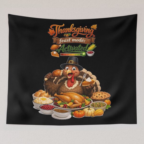 Item preview, Funny Thanksgiving Feast Mode Activated Turkey Graphic designed and sold by DeliaDesignsCo.