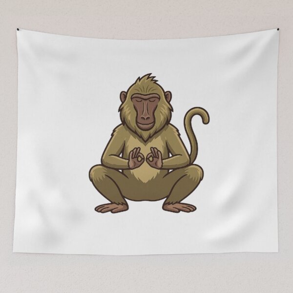 Item preview, Baboon Deep Squat Mudra Zen Focus designed and sold by moTshiTshi.