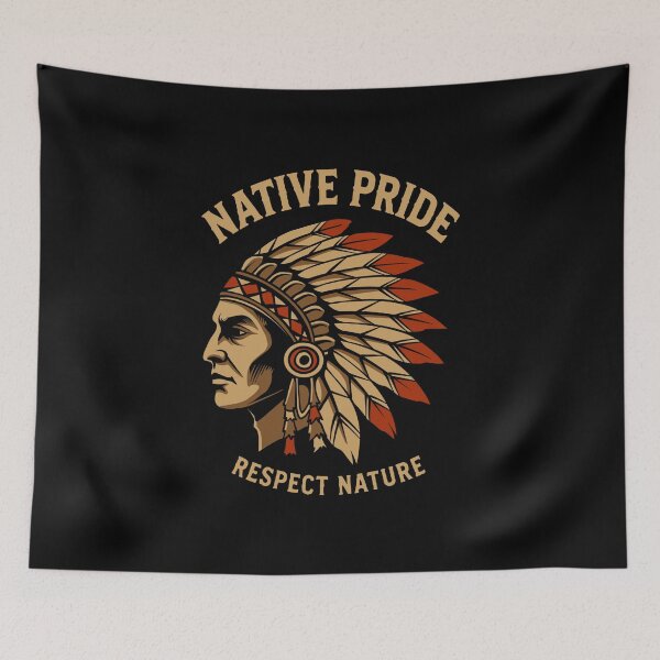 Item preview, Native Pride Vintage Headdress Illustration designed and sold by phsycartwork.