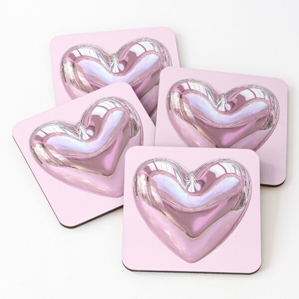 Item preview, Chrome Iridescent Pink Heart 3D Art designed and sold by jianina-alondra.