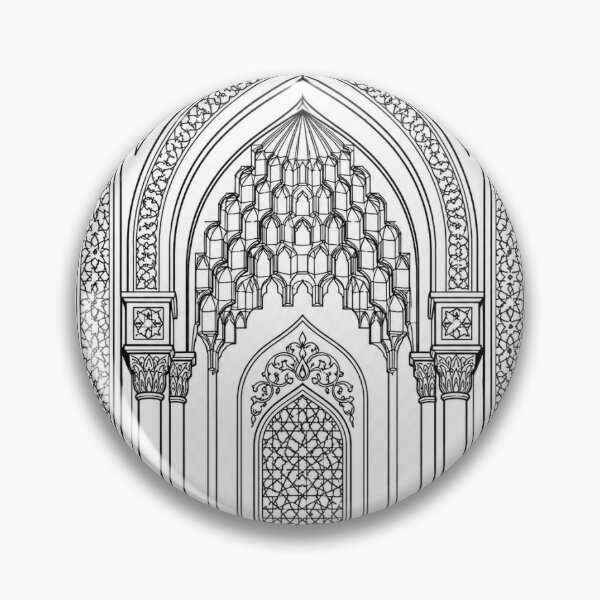 Item preview, Grand Mihrab | Historic Islamic Architecture | Black and White Vector designed and sold by DesertInkArt.