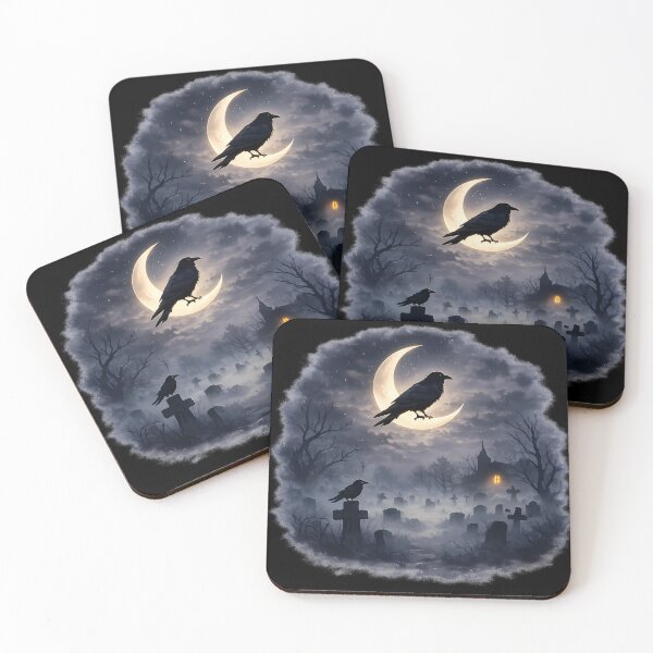 Item preview, Raven Moon Cemetery | Gothic Halloween Crow | Haunted Graveyard Design designed and sold by Gremlin Hours.