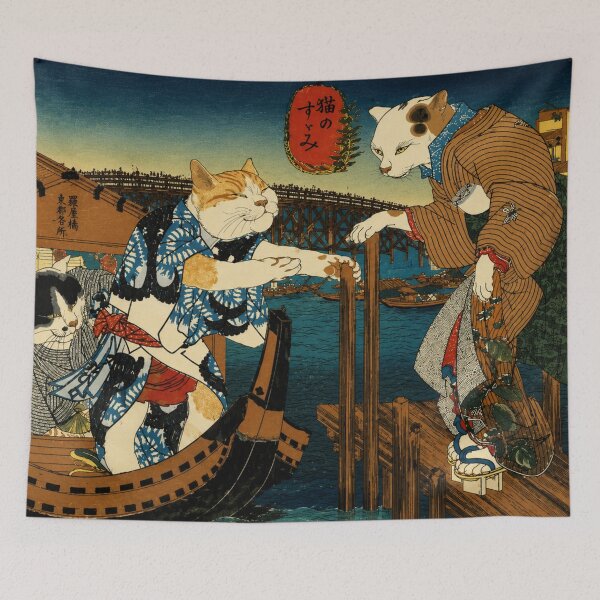 Item preview, Cat's Cooling Off Ukiyo-e Japanese Cat Print for Vintage Art Collectors designed and sold by RickE.
