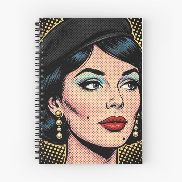 Item preview, Black Hair Woman Black Beret Gold Starry Pop Art Portrait designed and sold by MAISON SYLVIE.