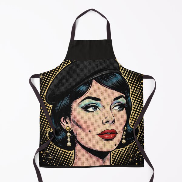 Item preview, Black Hair Woman Black Beret Gold Starry Pop Art Portrait designed and sold by MAISON SYLVIE.