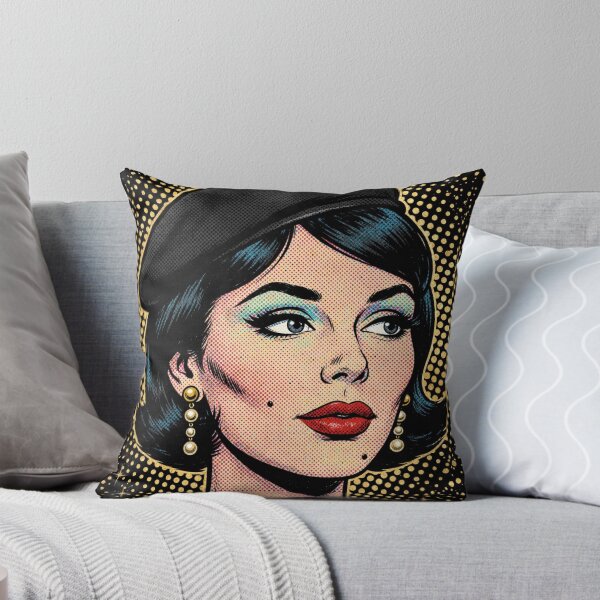 Item preview, Black Hair Woman Black Beret Gold Starry Pop Art Portrait designed and sold by MAISON SYLVIE.