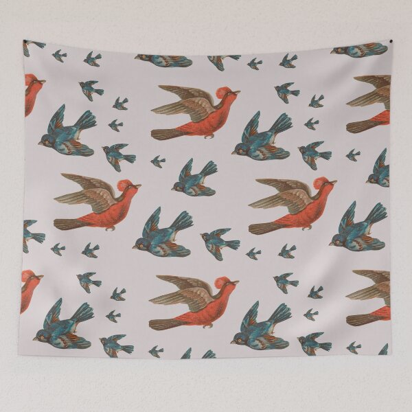 Item preview, Red and blue trade card bird pattern designed and sold by PbHistory.