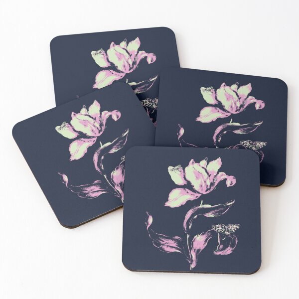 Item preview, A pink and green tulip with a butterfly and a beetle designed and sold by PbHistory.