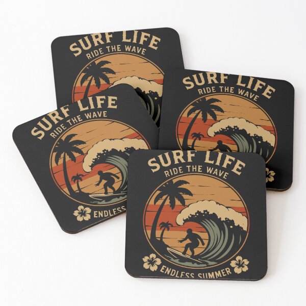Item preview, Surf Life Ride The Wave Vintage Sunset T-Shirt Design designed and sold by phsycartwork.
