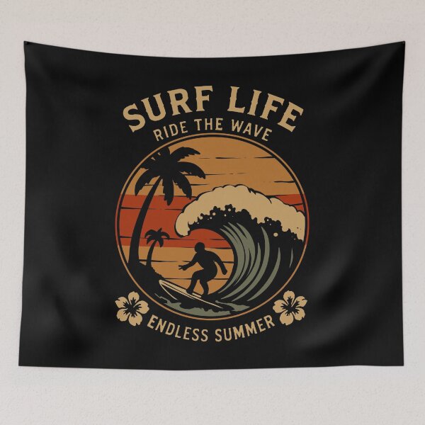 Item preview, Surf Life Ride The Wave Vintage Sunset T-Shirt Design designed and sold by phsycartwork.