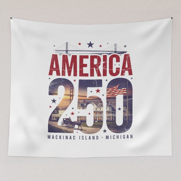 Item preview, America 250 Mackinac Island Michigan Semiquincentennial 1776 - 2026 Vintage Flag Carriage v2 designed and sold by DarylWelsh2024.