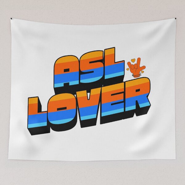 Item preview, Retro ASL Lover | Vintage Striped Sign Language & ILY Sign designed and sold by ASL SIGNPRO CLEARSIGNS.
