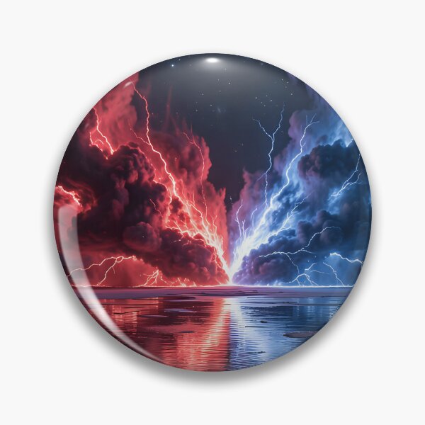 Item preview, Duality of the storm: Cosmic lightning in red and blue designed and sold by VoidVeilStudio.