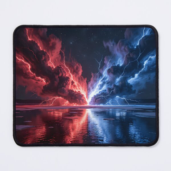 Item preview, Duality of the storm: Cosmic lightning in red and blue designed and sold by VoidVeilStudio.