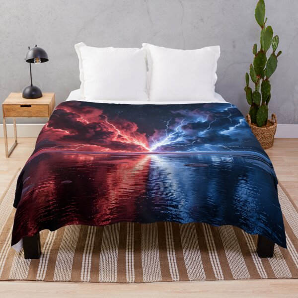 Item preview, Duality of the storm: Cosmic lightning in red and blue designed and sold by VoidVeilStudio.