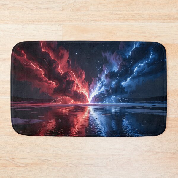 Item preview, Duality of the storm: Cosmic lightning in red and blue designed and sold by VoidVeilStudio.
