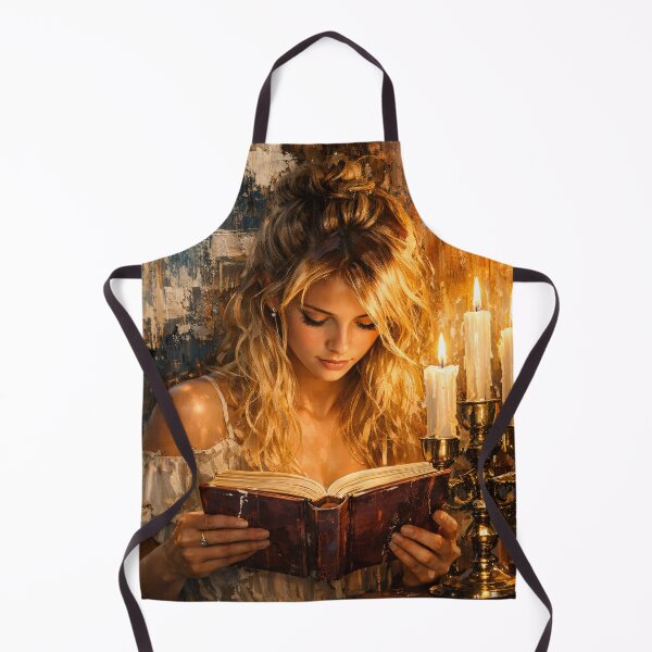 Item preview, Candlelit Woman Reading an Antique Book – Romantic Dark Academia Art Print designed and sold by Kaleidoscope Print.