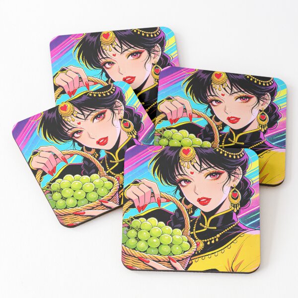 Item preview, Neon Heart Princess & Green Grapes Retro Pop Art designed and sold by Bondingbonding.
