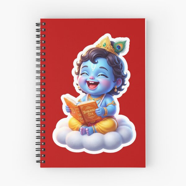 Item preview, Chibi Baby Krishna Playful Reading Sticker – 3D Cute Hindu God Illustration designed and sold by krazzyremo.