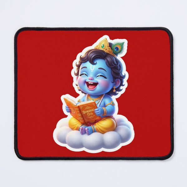 Item preview, Chibi Baby Krishna Playful Reading Sticker – 3D Cute Hindu God Illustration designed and sold by krazzyremo.