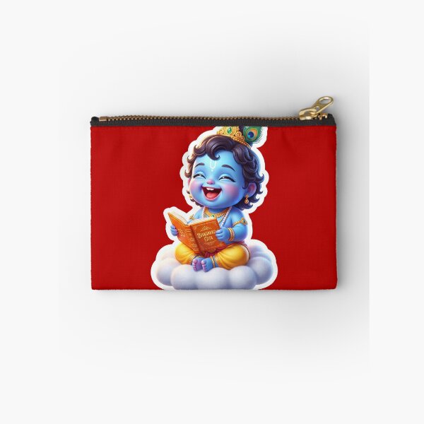 Item preview, Chibi Baby Krishna Playful Reading Sticker – 3D Cute Hindu God Illustration designed and sold by krazzyremo.