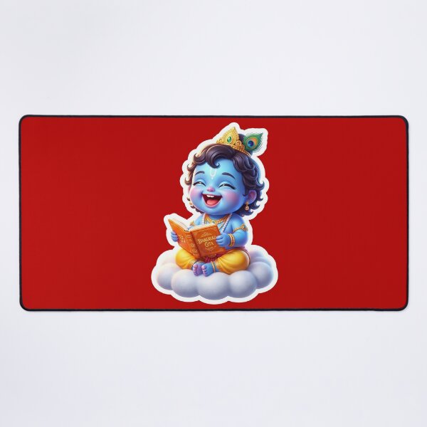 Item preview, Chibi Baby Krishna Playful Reading Sticker – 3D Cute Hindu God Illustration designed and sold by krazzyremo.