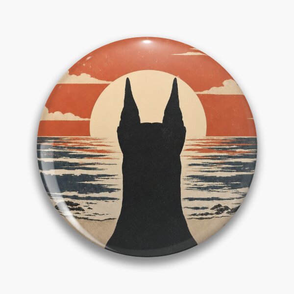 Item preview, Doberman Silhouette Sunset | Retro Ocean Dog Art designed and sold by FireWildChild.