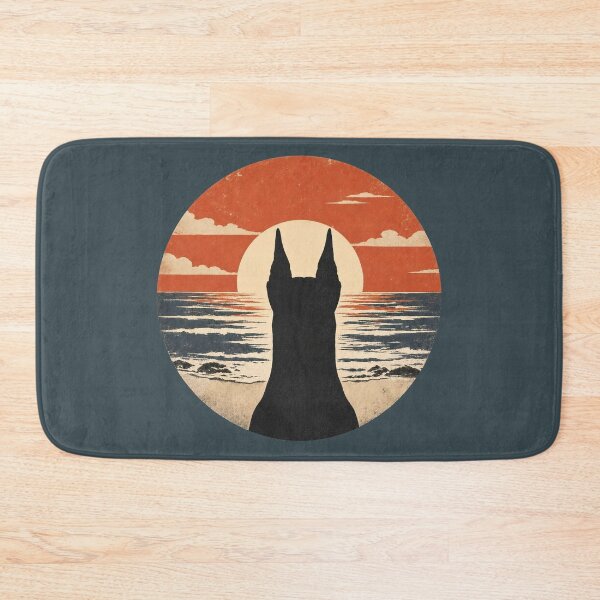 Item preview, Doberman Silhouette Sunset | Retro Ocean Dog Art designed and sold by FireWildChild.