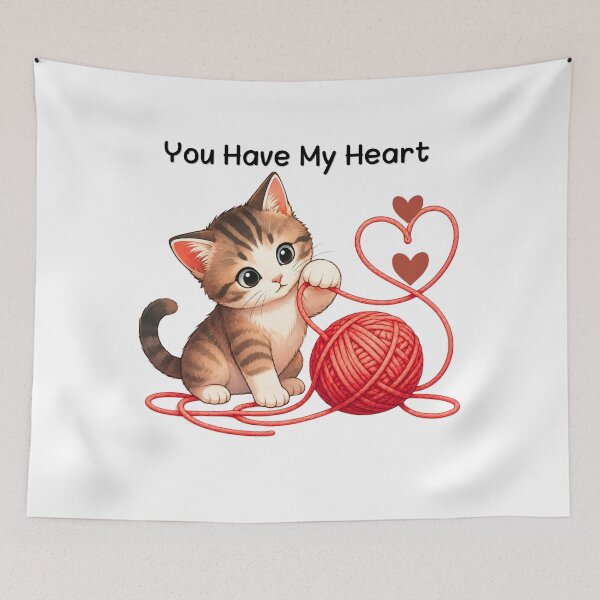 Item preview, You Have My Heart-cute Kitten Playing with Yarn designed and sold by teeNova Wear.