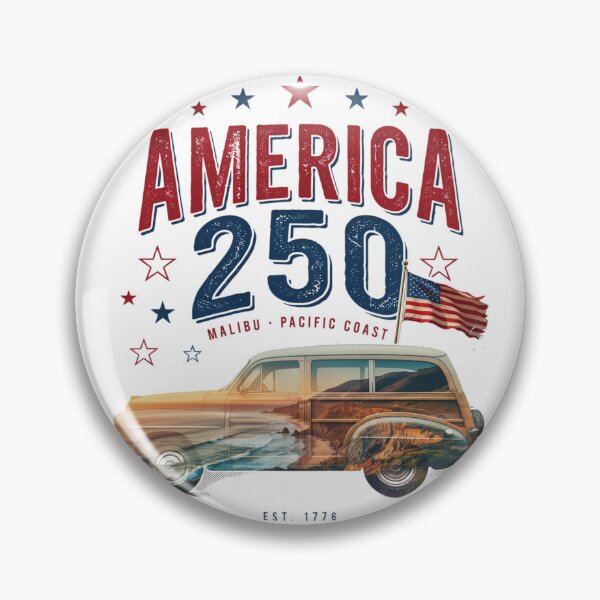 Item preview, America 250 Malibu T-Shirt | Pacific Coast Highway Woody Wagon Patriotic 1776-2026 Tee v3 designed and sold by DarylWelsh2024.