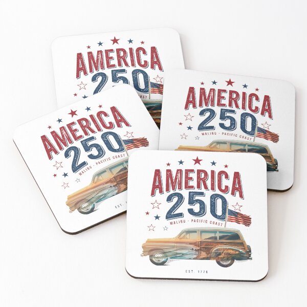 Item preview, America 250 Malibu T-Shirt | Pacific Coast Highway Woody Wagon Patriotic 1776-2026 Tee v3 designed and sold by DarylWelsh2024.