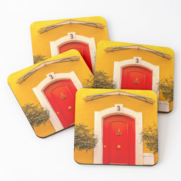 Item preview, Orange Mediterranean door with yellow background fine art color photograph wall art designed and sold by Jéanpaul  Ferro.