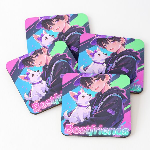 Item preview, Y2K Best Friends — Boy with Purple Hat & White Puppy designed and sold by Bondingbonding.