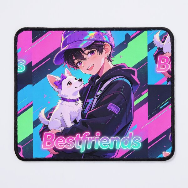 Item preview, Y2K Best Friends — Boy with Purple Hat & White Puppy designed and sold by Bondingbonding.