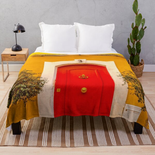 Item preview, Orange Mediterranean door with yellow background fine art color photograph wall art designed and sold by Jéanpaul  Ferro.
